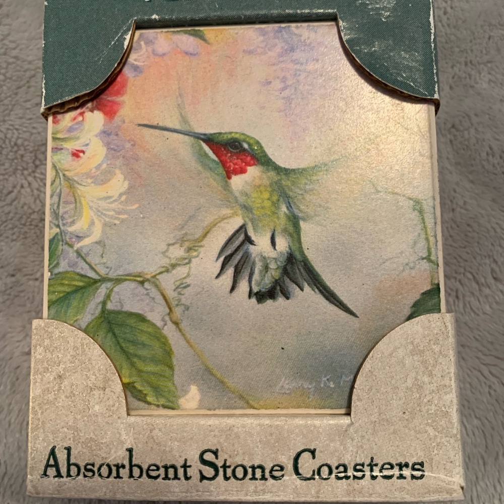 Hummingbird Absorbastone Coasters Set - Picture 2 of 2